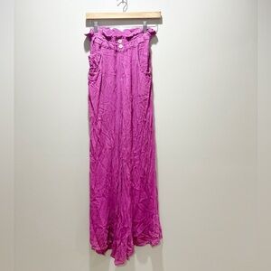 FREE PEOPLE ONE • Women’s Pink High Waisted Slouchy Pants Wide Leg Size Medium